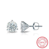 6/7/8MM Round 3-Prong Lab Diamond Earrings For Women 925 Silver Studs