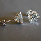 6/7/8MM Round 3-Prong Lab Diamond Earrings For Women 925 Silver Studs