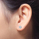 6/7/8MM Round 3-Prong Lab Diamond Earrings For Women 925 Silver Studs