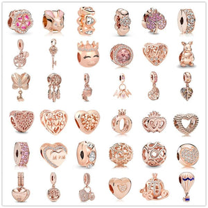 Rose Style CHARMS Maple Leaf Pendant 925 Sterling Silver Bracelet Women Jewelry