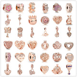 Rose Style CHARMS Maple Leaf Pendant 925 Sterling Silver Bracelet Women Jewelry