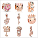 Rose Style CHARMS Maple Leaf Pendant 925 Sterling Silver Bracelet Women Jewelry