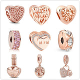 Rose Style CHARMS Maple Leaf Pendant 925 Sterling Silver Bracelet Women Jewelry