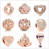 Rose Style CHARMS Maple Leaf Pendant 925 Sterling Silver Bracelet Women Jewelry