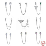 925 Silver Safety Chain Koala Angel Wing Starfish Bead Bracelet Charms