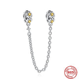 925 Silver Safety Chain Koala Angel Wing Starfish Bead Bracelet Charms