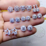 Sterling Silver Lab Diamond Stud Earrings for Women Bridal Jewelry