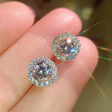 Sterling Silver Lab Diamond Stud Earrings for Women Bridal Jewelry