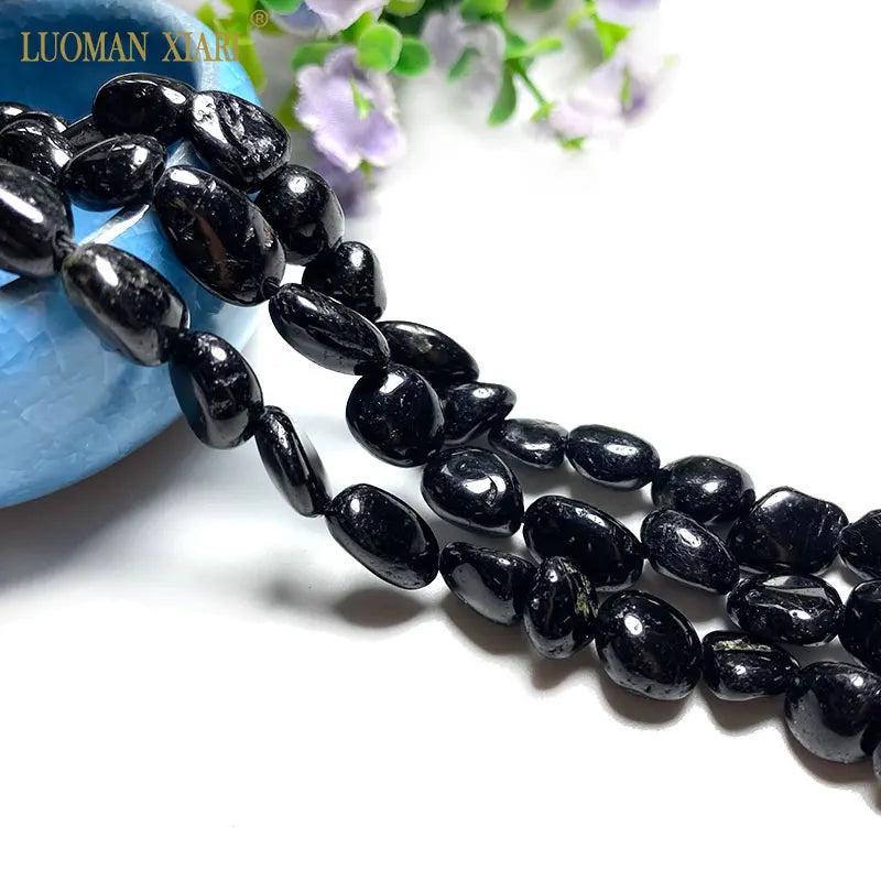 100% Natural Schorl Tourmaline Gravel Gemstone Spacer Beads