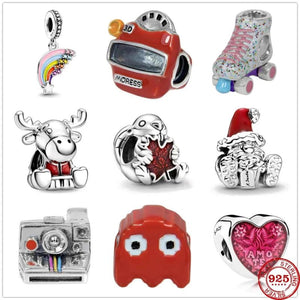 Rainbow Camera Game Console Silver Charm Bead for 925 Bracelets