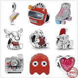 Rainbow Camera Game Console Silver Charm Bead for 925 Bracelets