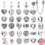 925 Sterling Silver Mum Heart Flower Charms DIY Beads