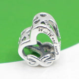925 Sterling Silver Mum Heart Flower Charms DIY Beads