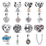 Pet Cat Dog Bow Charm Bracelet s925 Silver Pendant Bead Women Jewelry