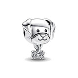 Pet Cat Dog Bow Charm Bracelet s925 Silver Pendant Bead Women Jewelry