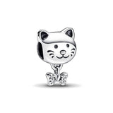 Pet Cat Dog Bow Charm Bracelet s925 Silver Pendant Bead Women Jewelry