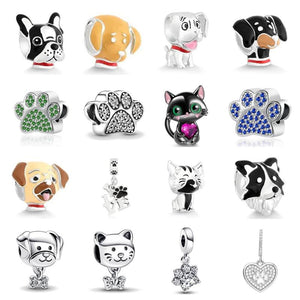 925 Silver Dog & Bone Dangle Charm for Bracelet, Making