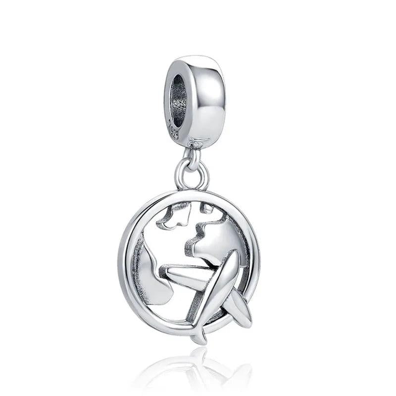 Space Astronaut Charm Pendant 925 Silver Beads Bracelet Women Jewelry