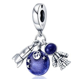 Space Astronaut Charm Pendant 925 Silver Beads Bracelet Women Jewelry