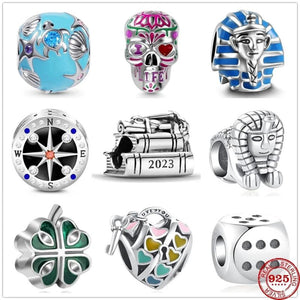 Skull Sea Turtle Clover Charm Pendant Beads for Silver 925 Bracelet DIY Jewelry