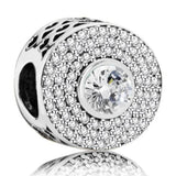925 Sterling Silver Clear MOM Love Heart Spacer Beads Charm