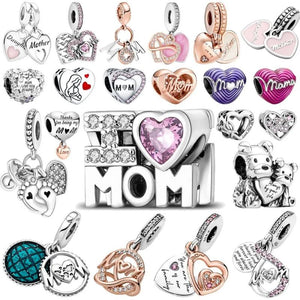 Mom's Mom Charm Bead For Silver 925 Bracelet DIY Dangle Charms Heart Love