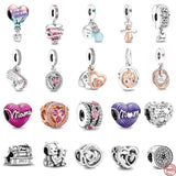 Mom's Mom Charm Bead For Silver 925 Bracelet DIY Dangle Charms Heart Love