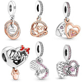 Mom's Mom Charm Bead For Silver 925 Bracelet DIY Dangle Charms Heart Love