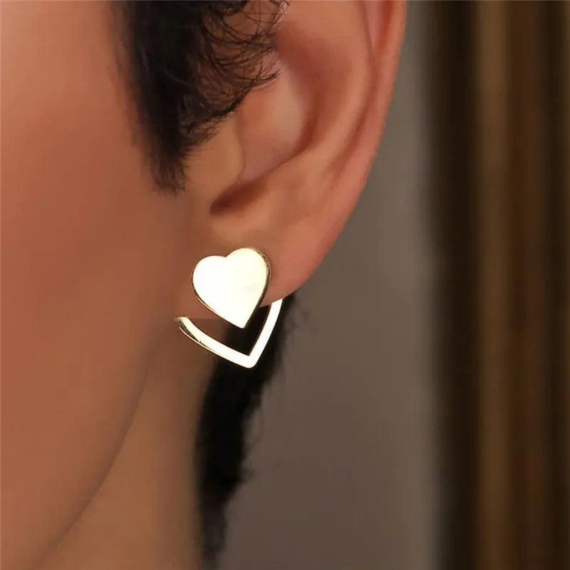 925 Silver Heart Earrings Women Punk Vintage Stud Wedding Jewelry Gift