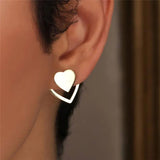 925 Silver Heart Earrings Women Punk Vintage Stud Wedding Jewelry Gift