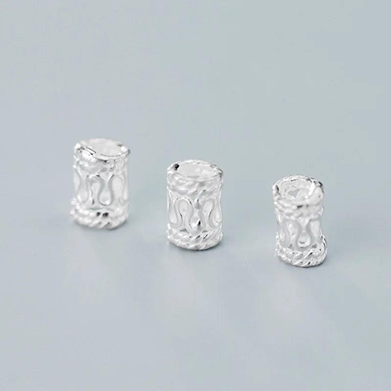 5pcs 925 Sterling Silver Hollow Out Spacer Beads 5.5mm DIY Jewelry Making