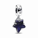 925 Silver Stars Charm Dangle Bracelet Accessory Zircon Bead Pendant