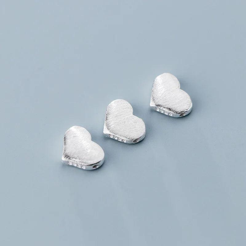 925 Silver Wire Drawing Heart Spacer Beads 8mm Charm