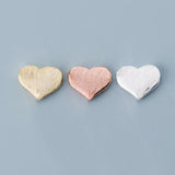 925 Silver Wire Drawing Heart Spacer Beads 8mm Charm