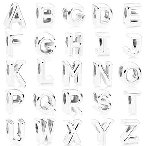 925 Sterling Silver A C D E F Initials DIY Charm Bracelet Jewelry