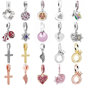 925 Silver Sister Heart Cross Pendant Charm for Bracelet