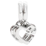 925 Silver Sister Heart Cross Pendant Charm for Bracelet
