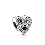 925 Silver Pave Bead Necklace Bracelet Charms Accessories