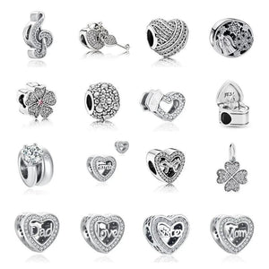 925 Silver Pave Bead Necklace Bracelet Charms Accessories