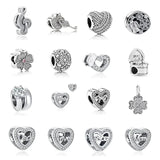 925 Silver Pave Bead Necklace Bracelet Charms Accessories