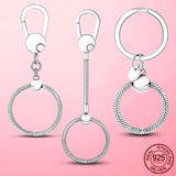 925 Silver Keychain Pendant for Women Bracelet DIY Jewelry
