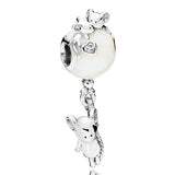 925 Silver Charm Bracelet with Book Butterfly Bear Mouse Balloon Pendant Beads