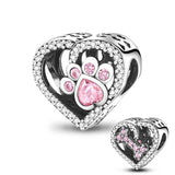 925 Silver Heart Beads Family Charm for Bracelet Necklace Jewelry Making