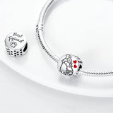 925 Silver Heart Beads Family Charm for Bracelet Necklace Jewelry Making
