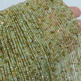 Natural Green Grossularite Garnet Faceted Round Beads 2mm
