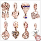 Tree of Life Lock Heart Charm Pendant Bead Rose Silver 925 DIY Women Jewelry