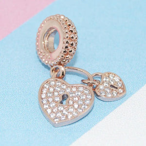Tree of Life Lock Heart Charm Pendant Bead Rose Silver 925 DIY Women Jewelry