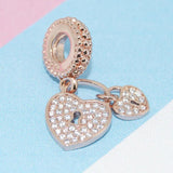Tree of Life Lock Heart Charm Pendant Bead Rose Silver 925 DIY Women Jewelry