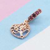 Tree of Life Lock Heart Charm Pendant Bead Rose Silver 925 DIY Women Jewelry