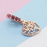 Tree of Life Lock Heart Charm Pendant Bead Rose Silver 925 DIY Women Jewelry